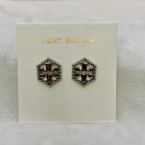 Tory Burch NEW earrings -Hex logo stud earrings in silve tone